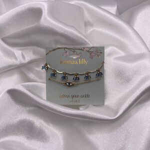 lonna & lilly Women's Gold Tone Evil Eye Layering Anklet Set